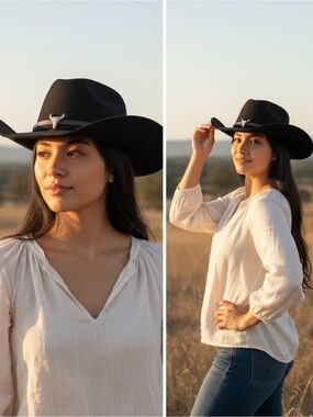 NWT Black Faux Suede Western Cowboy Hat